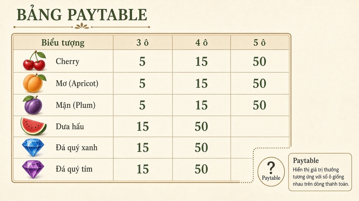 Paytable Slot: Cách Đọc Bảng Trả Thưởng