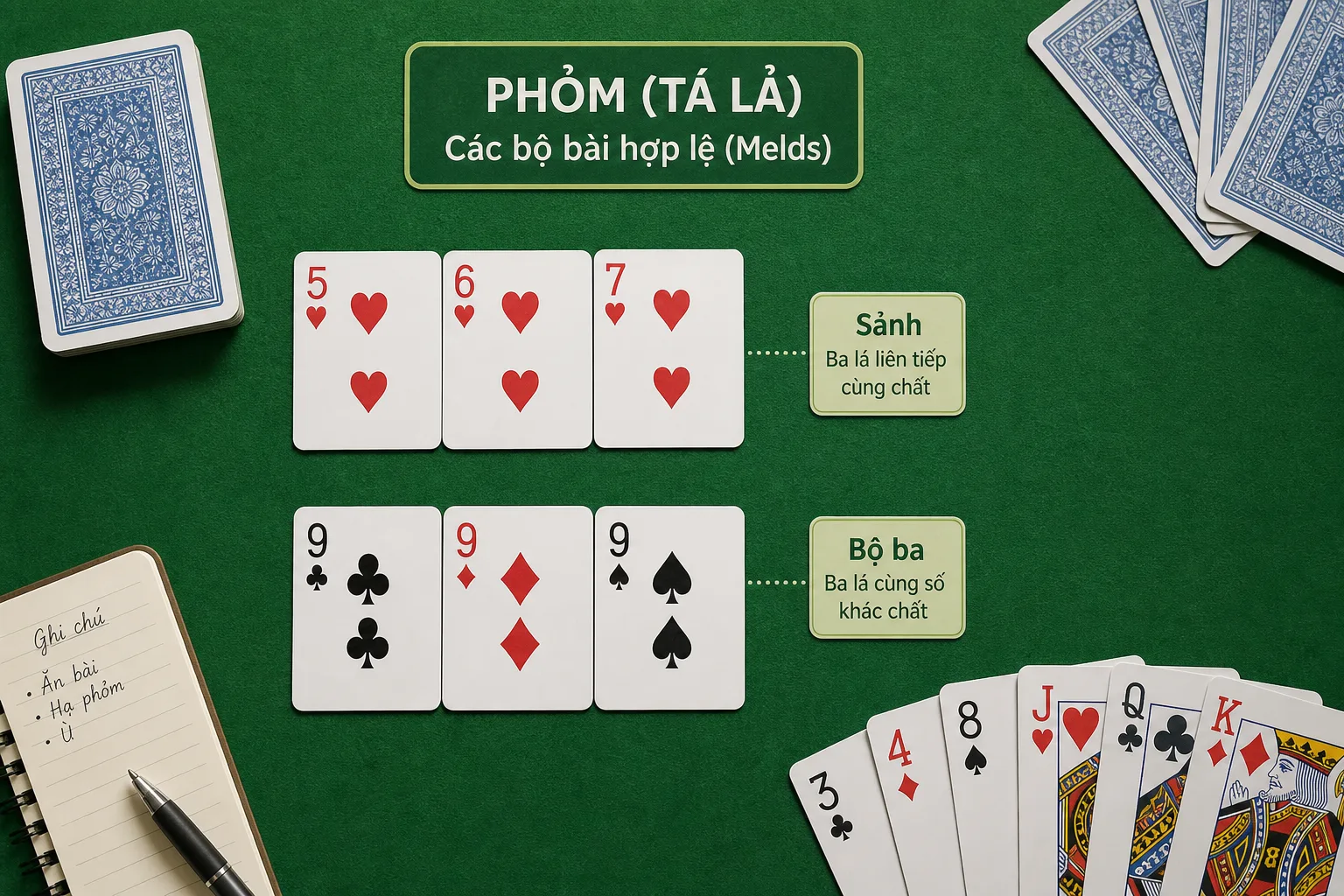 Phỏm (Tá Lả) – Luật Ù & Phỏm Cơ Bản