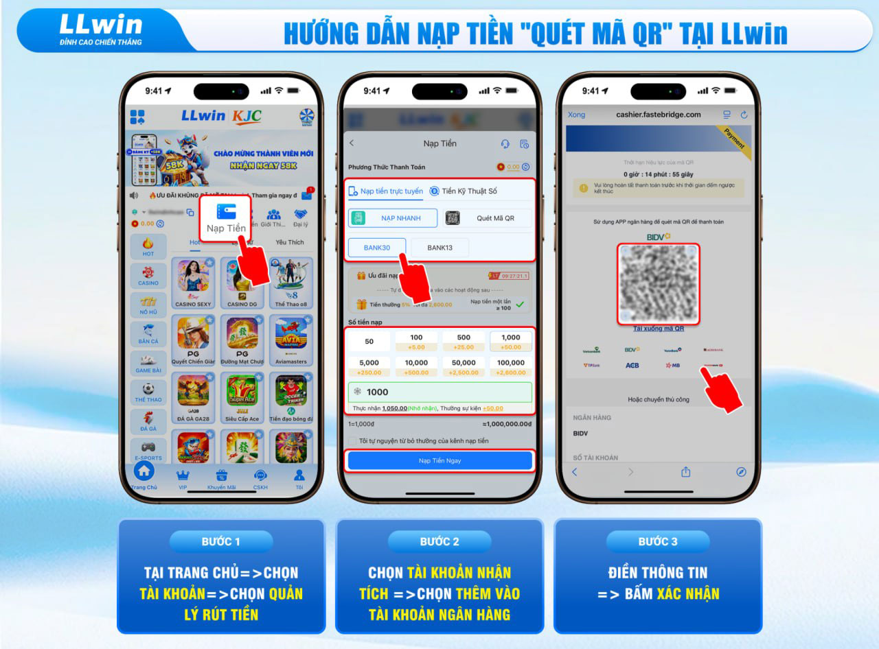 hướng dẫn nạp tiền llwin