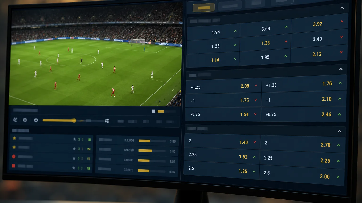 Kèo live bóng đá tại LLwin: màn hình trận đấu và bảng odds trực tiếp