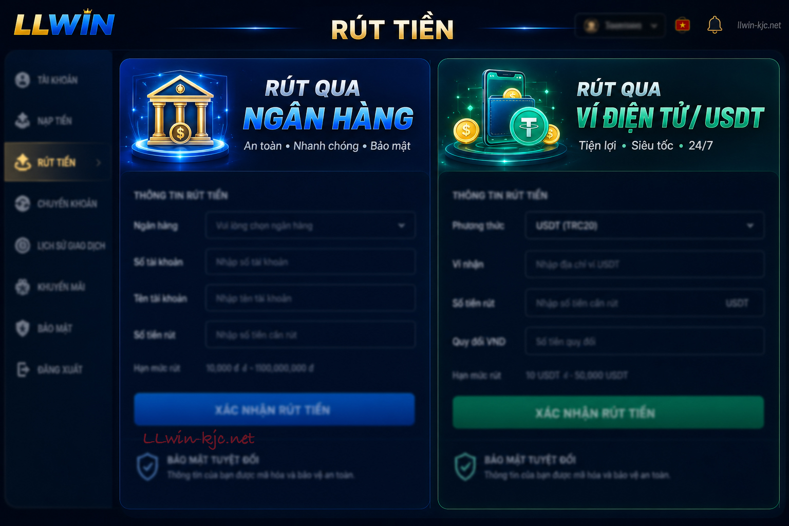 llwin rút tiền an toàn